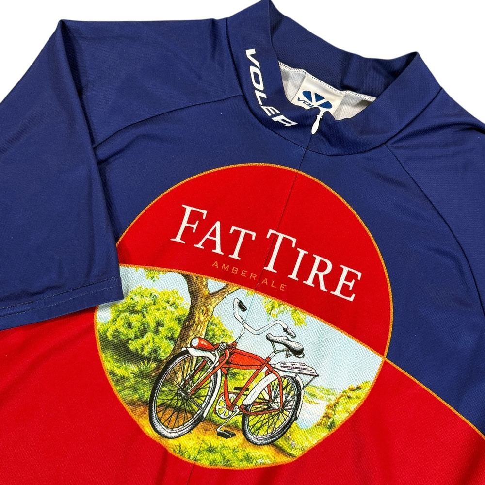 VOLER Fat Tire Cycling Jersey Men XL Red Blue Club Raglan Bike Shirt Beer Promo